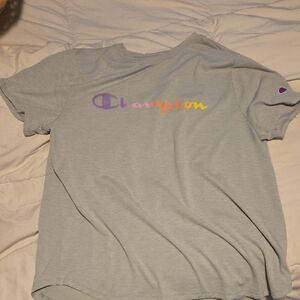 Champion Heather Gray Tee with Vibrant Logo